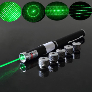 зелёный лазер 50 mw (с пятью насадками)