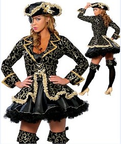 Карнавальный викторианский  костюм  Пиратки  - расшитый камзол, черное платье с нижней юбкой, шляпа и чулки. Размер S-L.  Цена -559  грн. Доставка по Украине бесплатно!